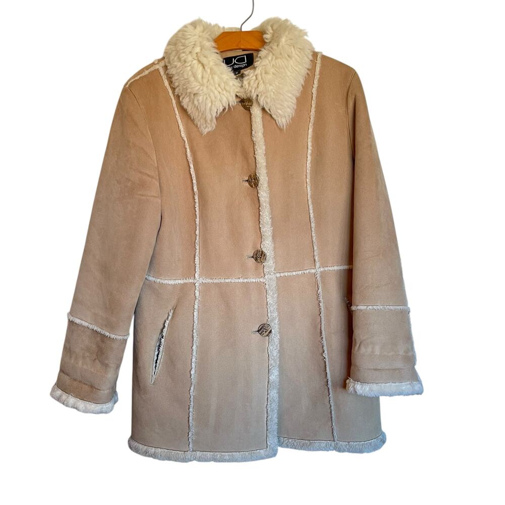 Utex Design Vintage Y2K Penny Lane Coat Shaggy Lined Faux Suede Jacket Size M